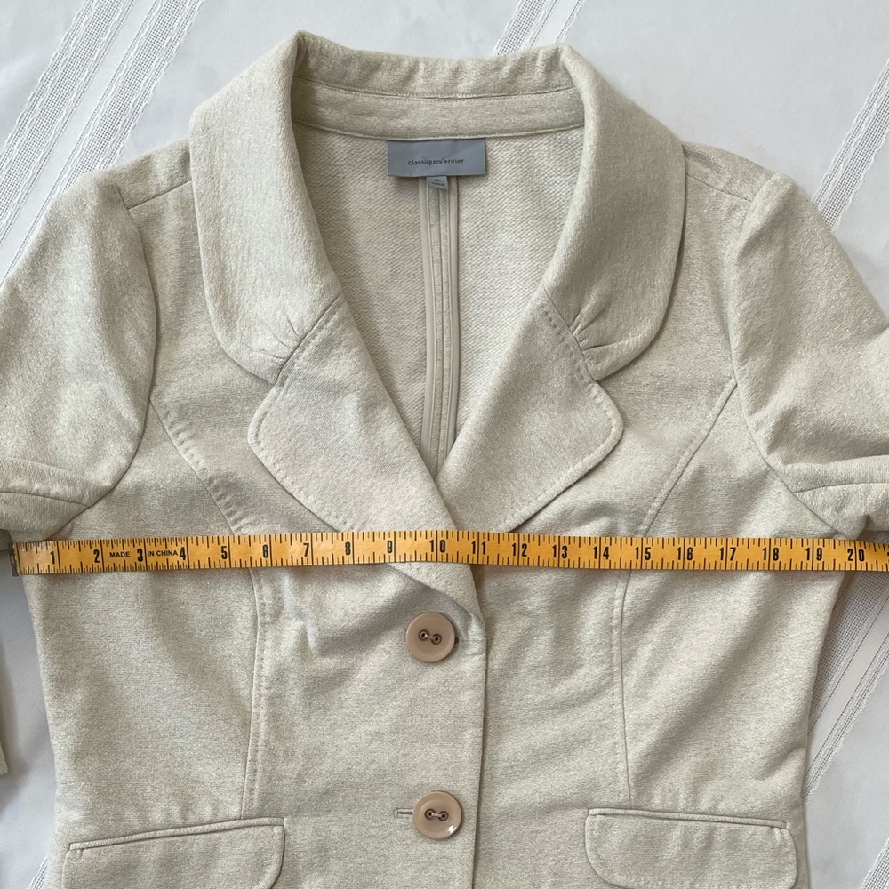 Classiques Entier 3/4 Sleeve Cream Jacket with Subtle Gold Sparkle, XL - Picture 7 of 8